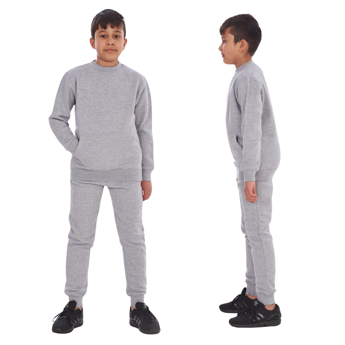 Kids Plain 2 PC Sweat Suit Set , Pullover Cotton Blend Sweatshirt Jogging Bottom
