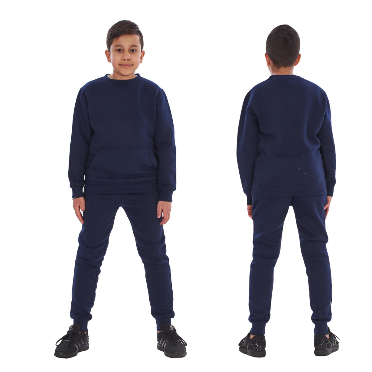 Kids Plain 2 PC Sweat Suit Set , Pullover Cotton Blend Sweatshirt Jogging Bottom