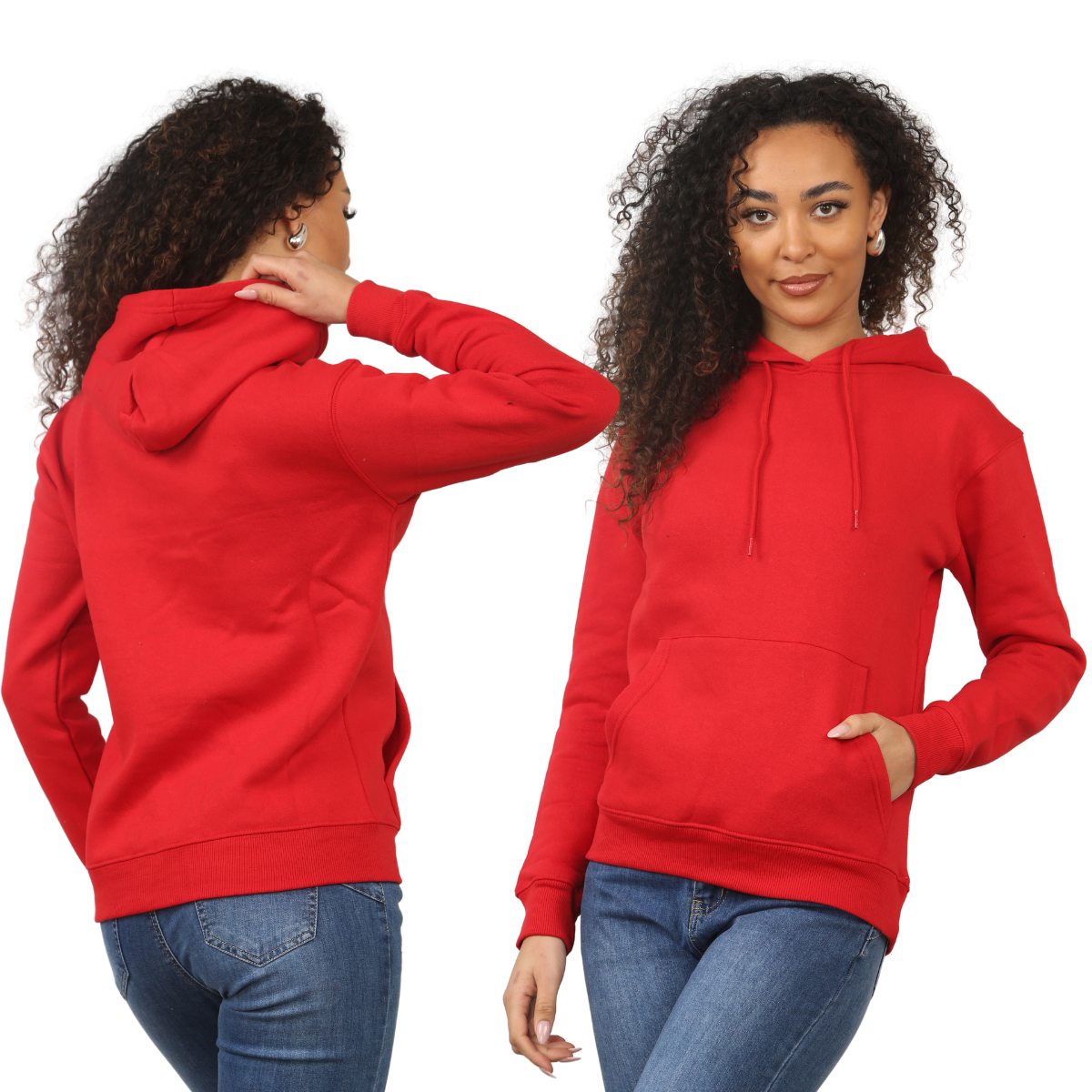 Ladies Pullover Plain Hoodies Branded Pocket Fleece Top