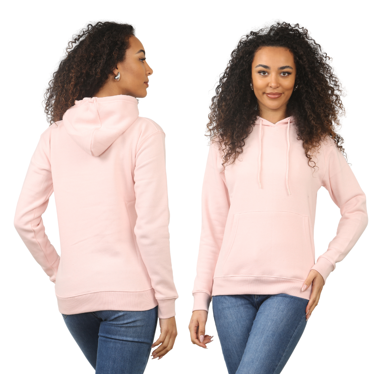 Ladies Pullover Plain Hoodies Branded Pocket Fleece Top