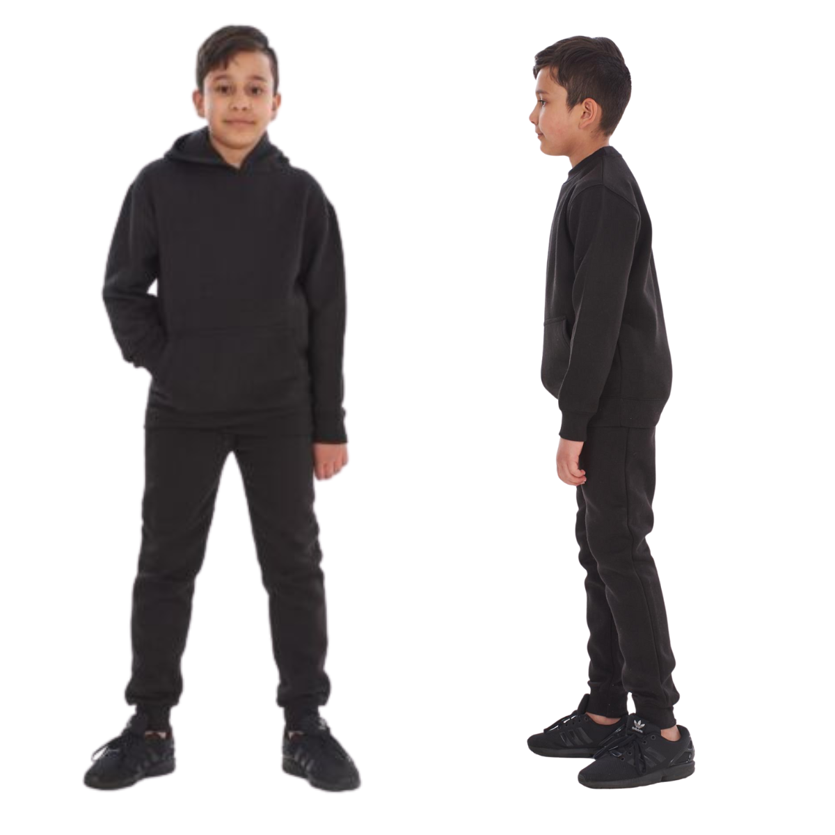 Kids Plain 2 PC Sweat Suit Set , Pullover Cotton Blend Sweatshirt Jogging Bottom - Track N Trend
