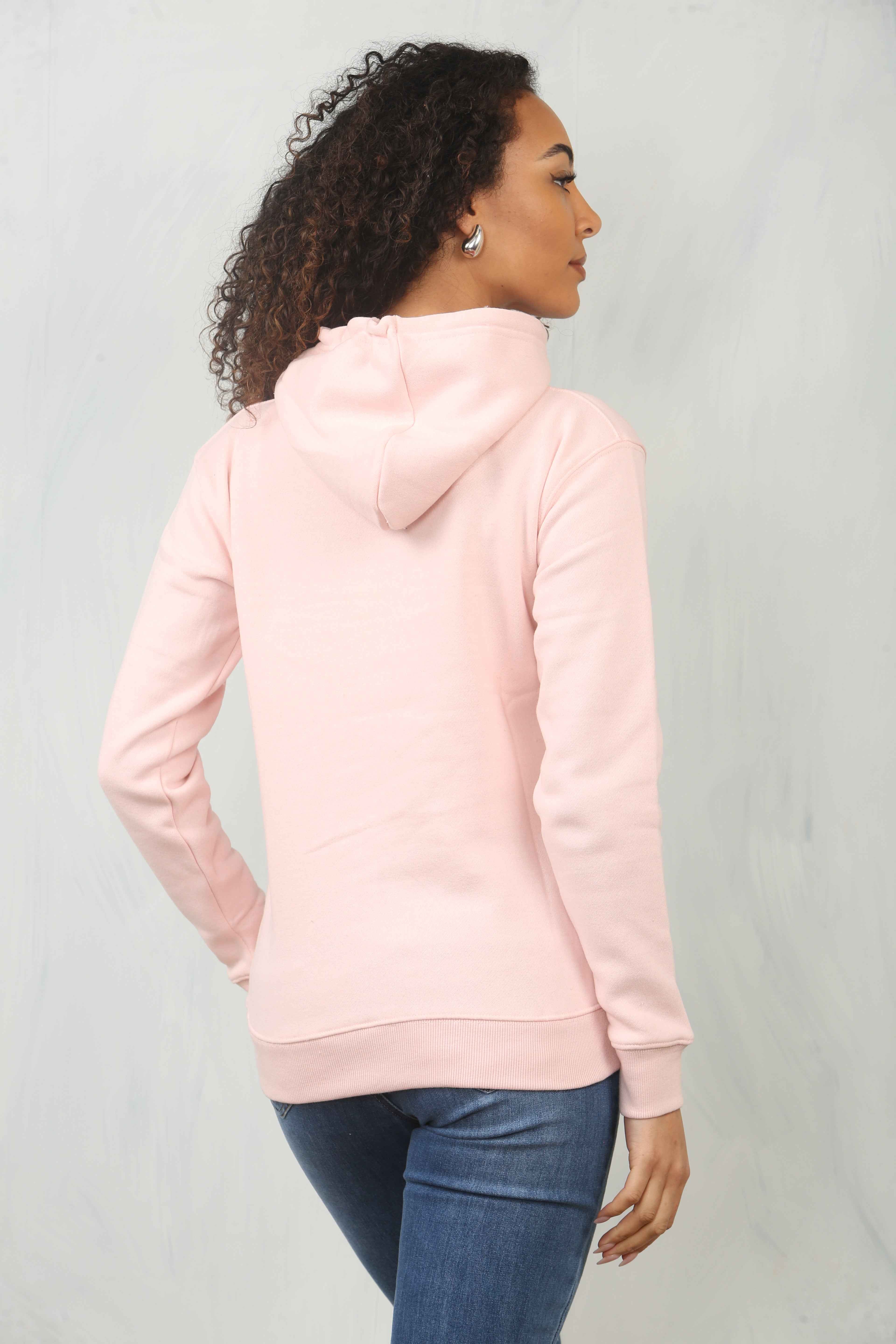 Ladies Pullover Plain Hoodies Branded Pocket Fleece Top