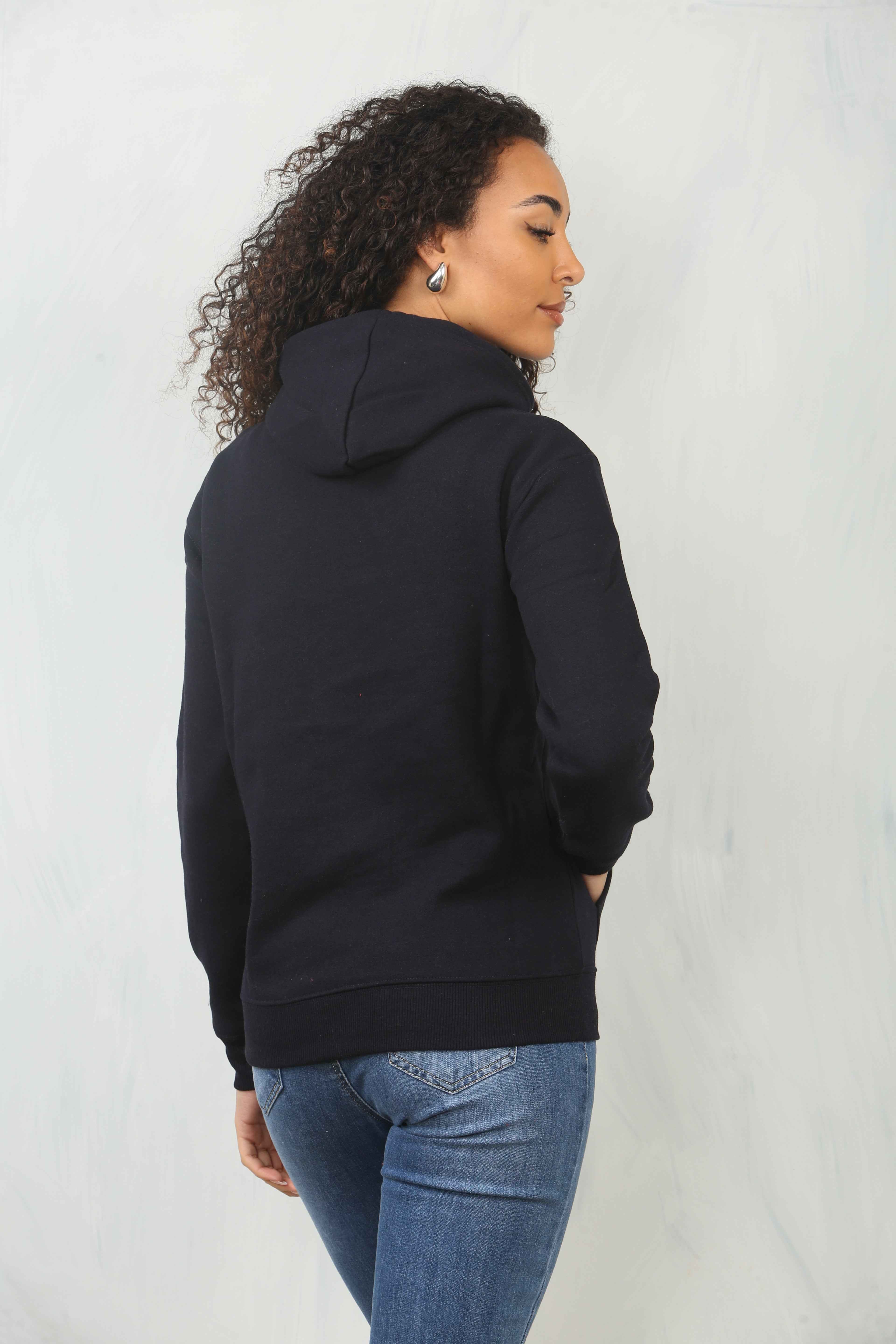 Ladies Pullover Plain Hoodies Branded Pocket Fleece Top