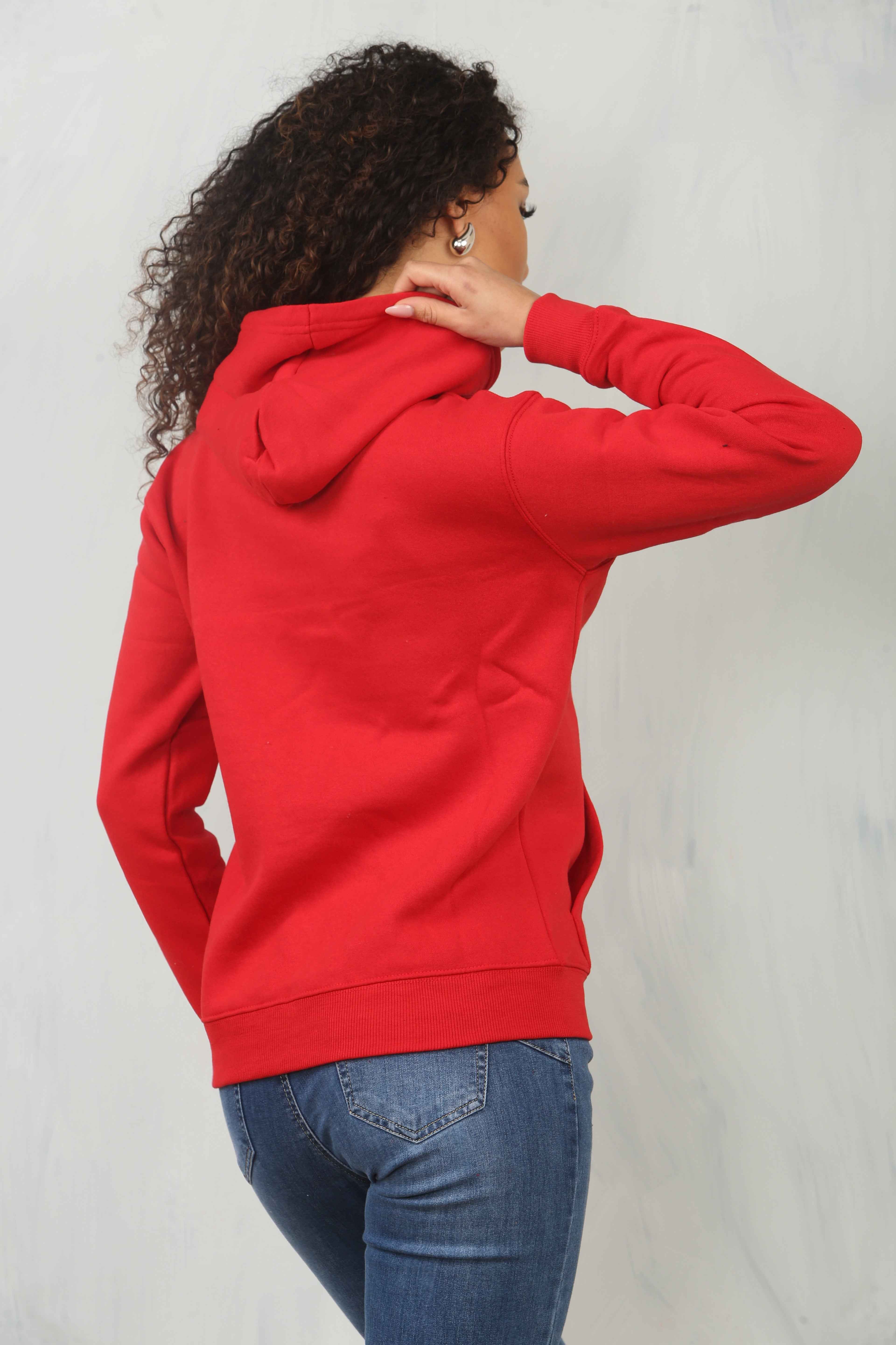 Ladies Pullover Plain Hoodies Branded Pocket Fleece Top