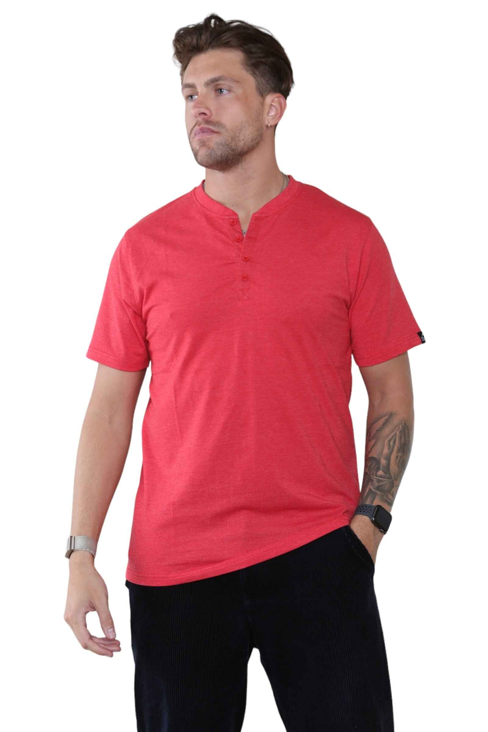 Pack of 5 Men's Henley Shirt Tee Top Plain V Neck Half Sleeves