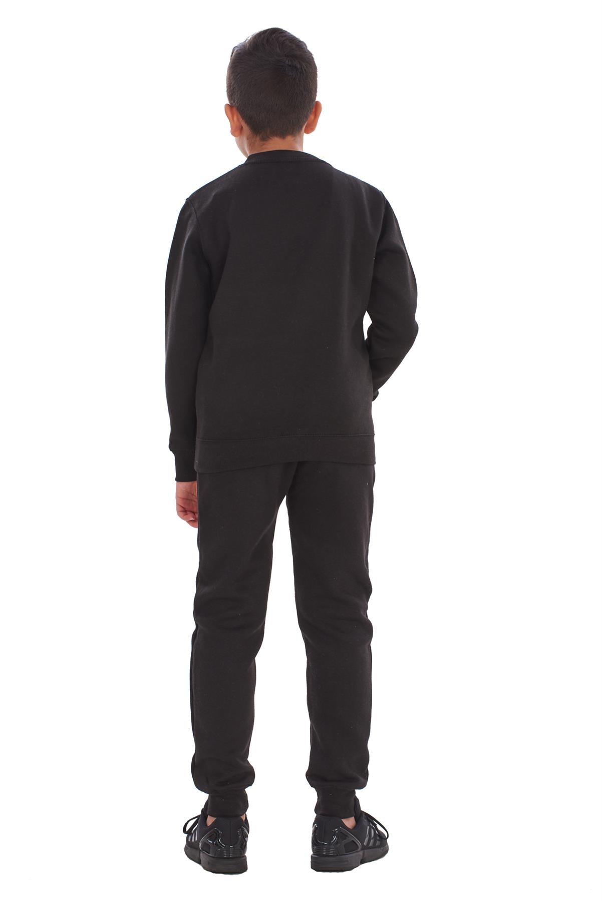 Kids Plain 2 PC Sweat Suit Set , Pullover Cotton Blend Sweatshirt Jogging Bottom - Track N Trend