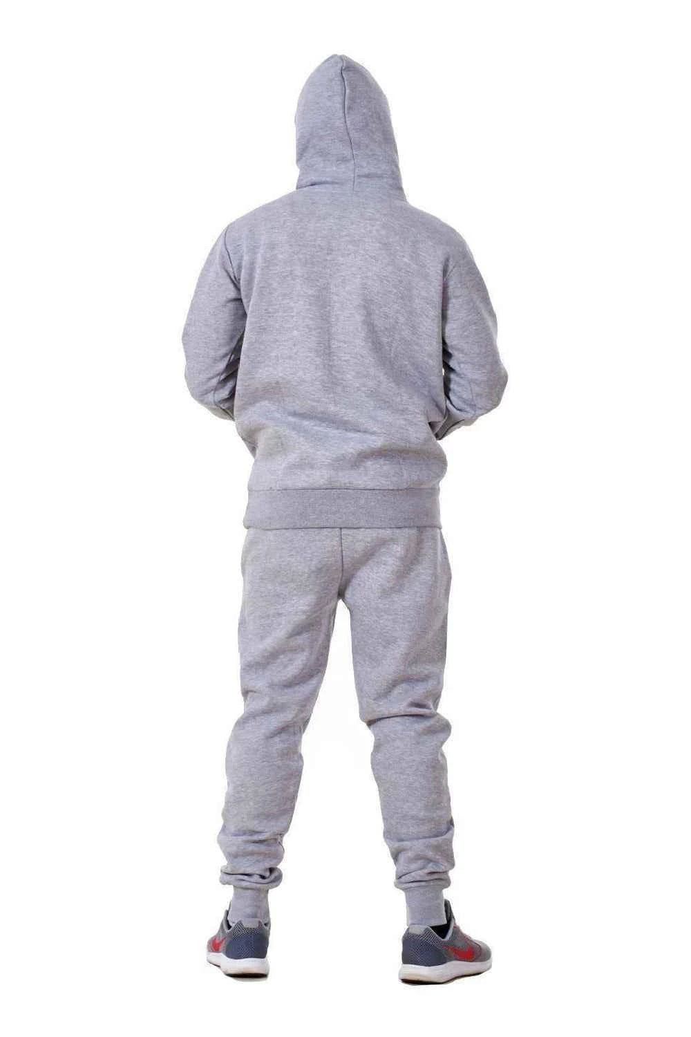 Mens Tracksuit Fleece Pullover Hooded Front Stripe