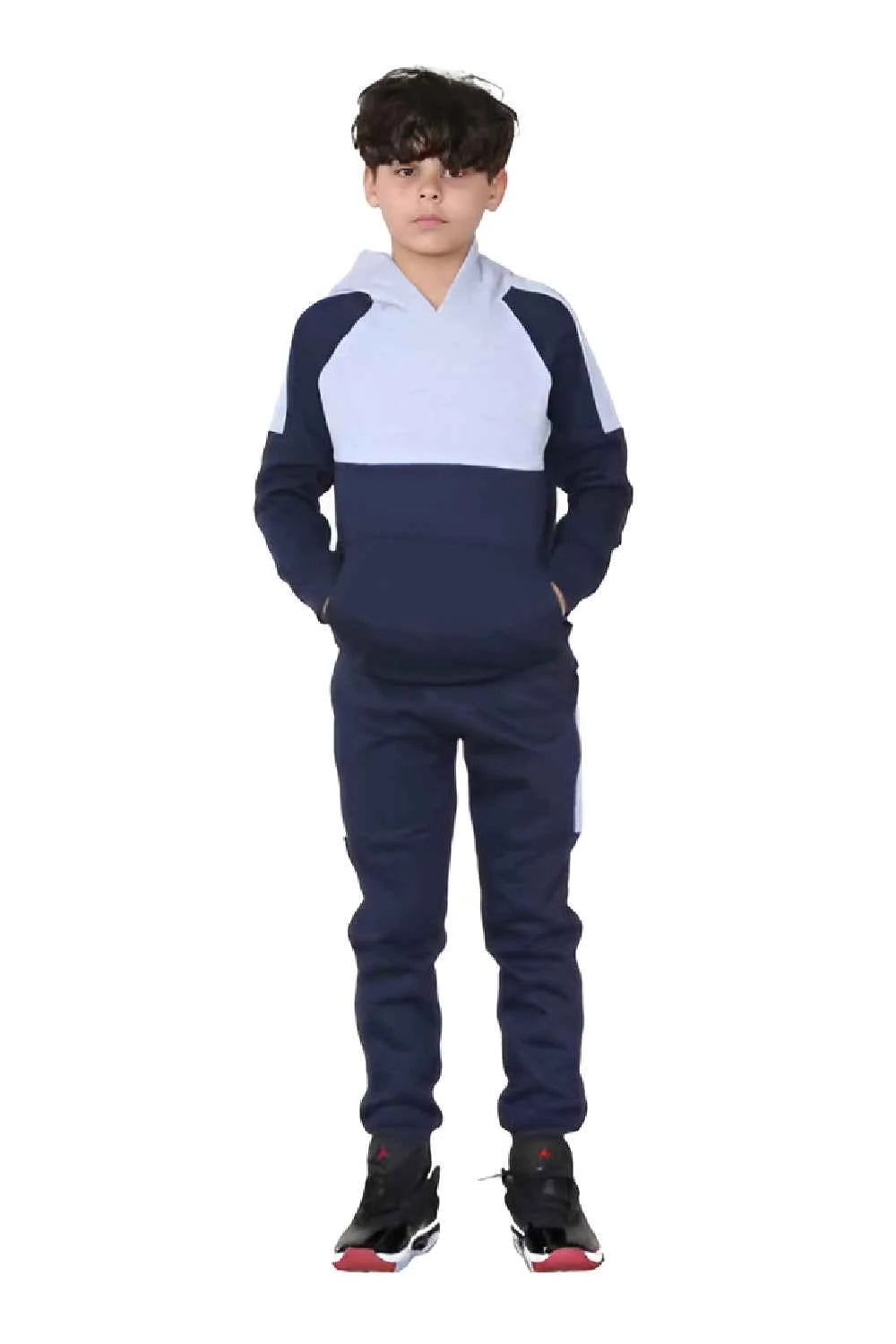 Kids Plain Hooded Side Panel Tracksuits