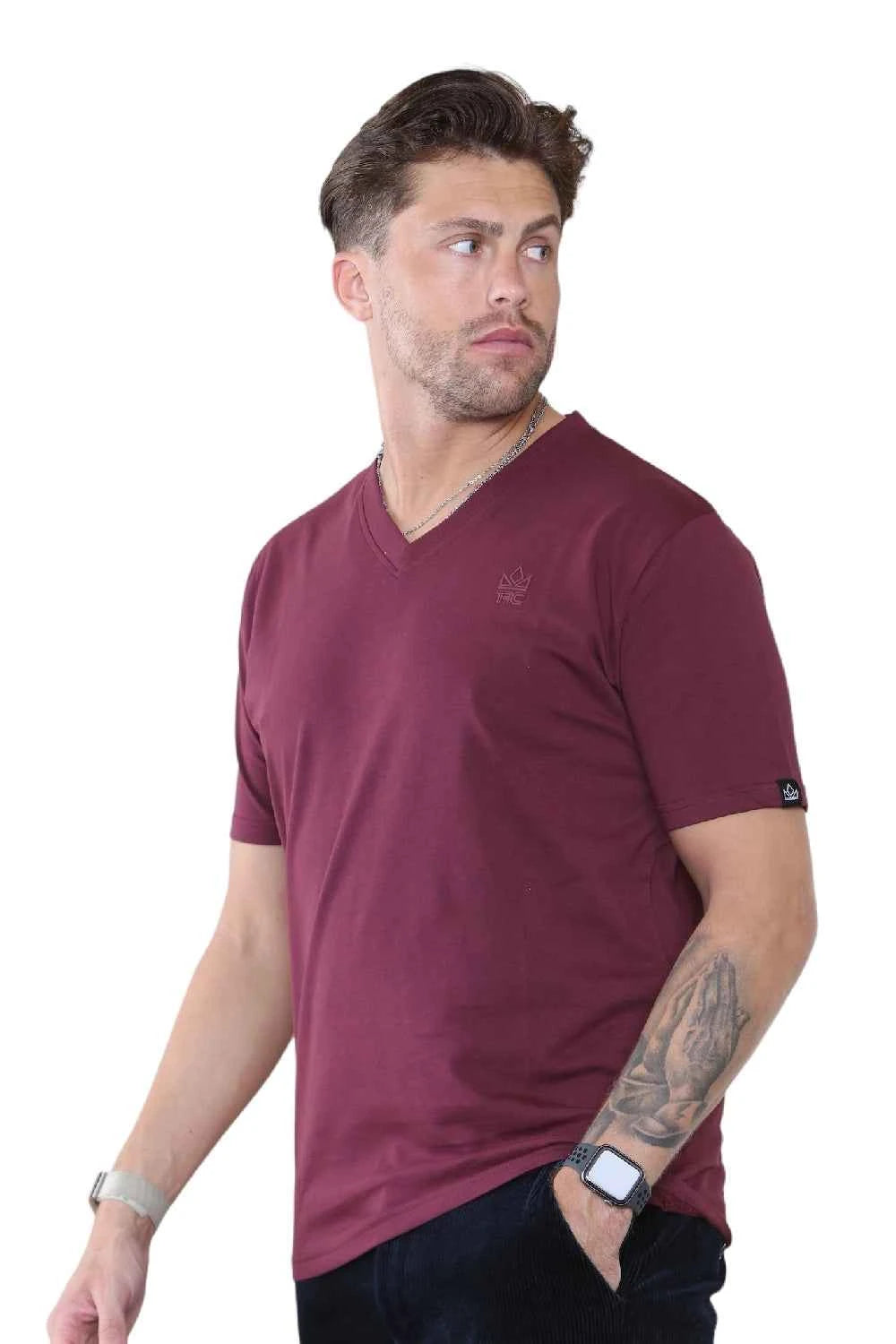 Pack of 4 Organic Cotton Men's V Neck T-Shirts
