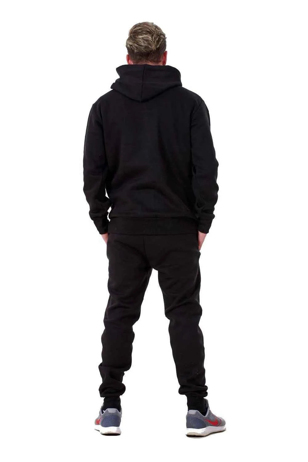Mens Tracksuit Fleece Pullover Hooded Front Stripe