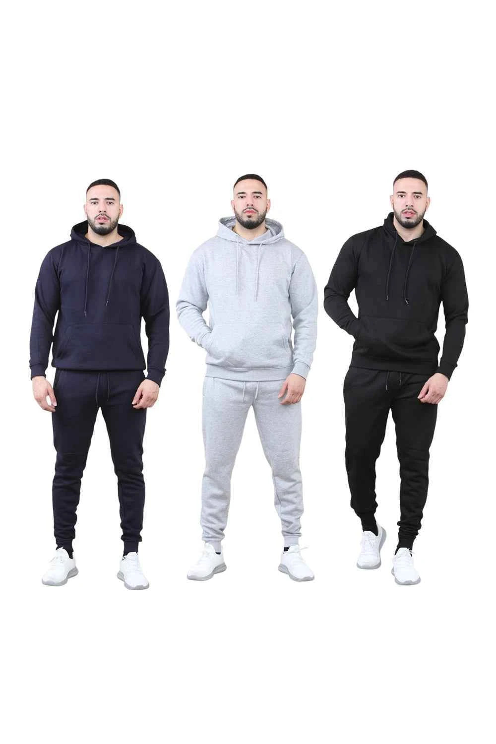 Men's 2pcs Solid Pocket Hoodie & Drawstring Waist Sweatpants Set