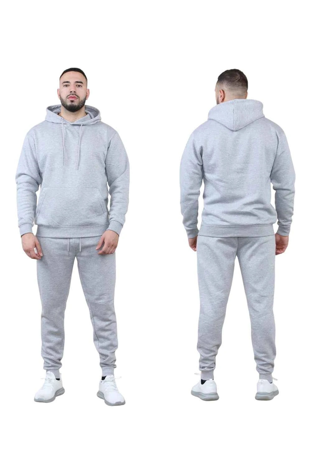 Men's 2pcs Solid Pocket Hoodie & Drawstring Waist Sweatpants Set