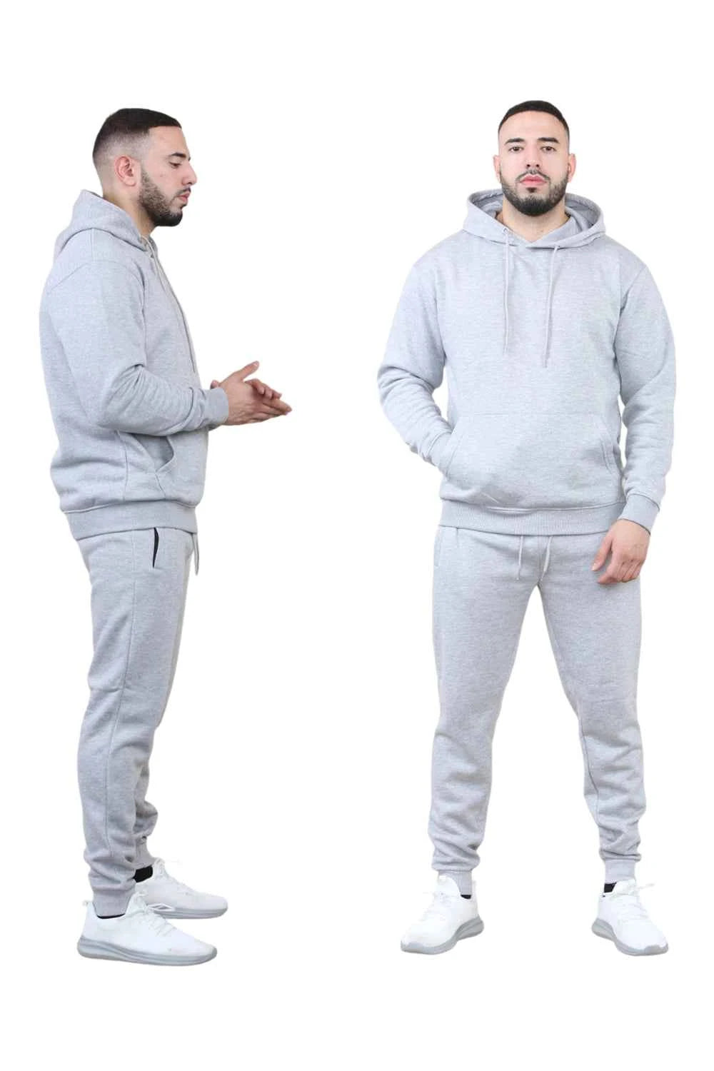 Men's 2pcs Solid Pocket Hoodie & Drawstring Waist Sweatpants Set