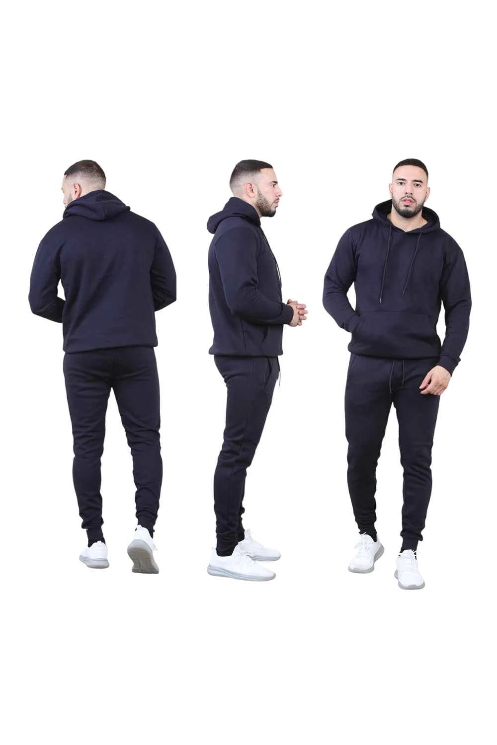 Men's 2pcs Solid Pocket Hoodie & Drawstring Waist Sweatpants Set