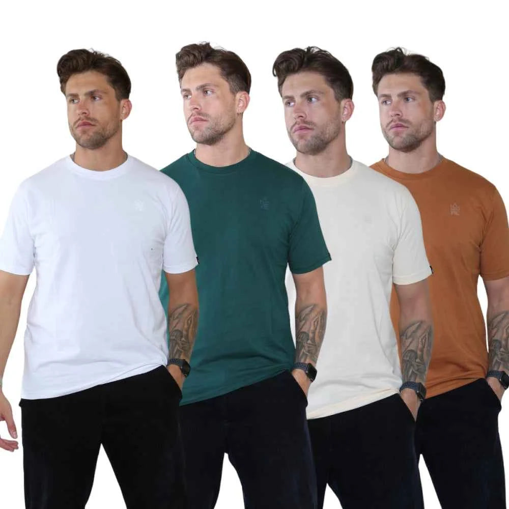 Pack of 4 Organic Cotton Men's Round Neck T-Shirts