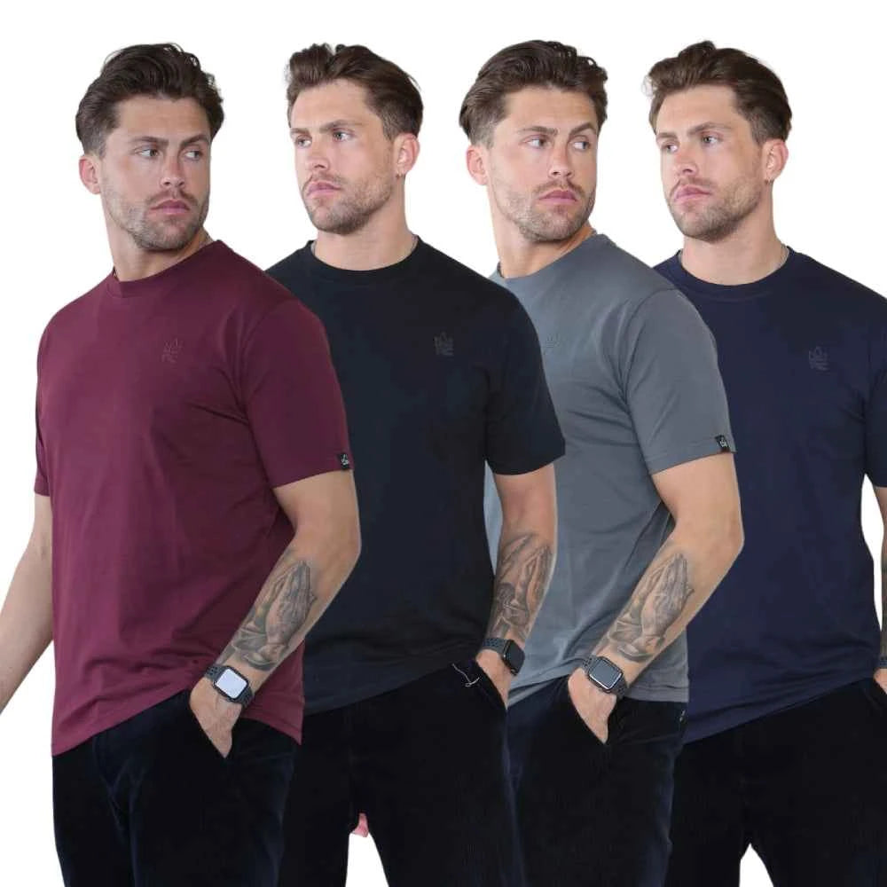 Pack of 4 Organic Cotton Men's Round Neck T-Shirts