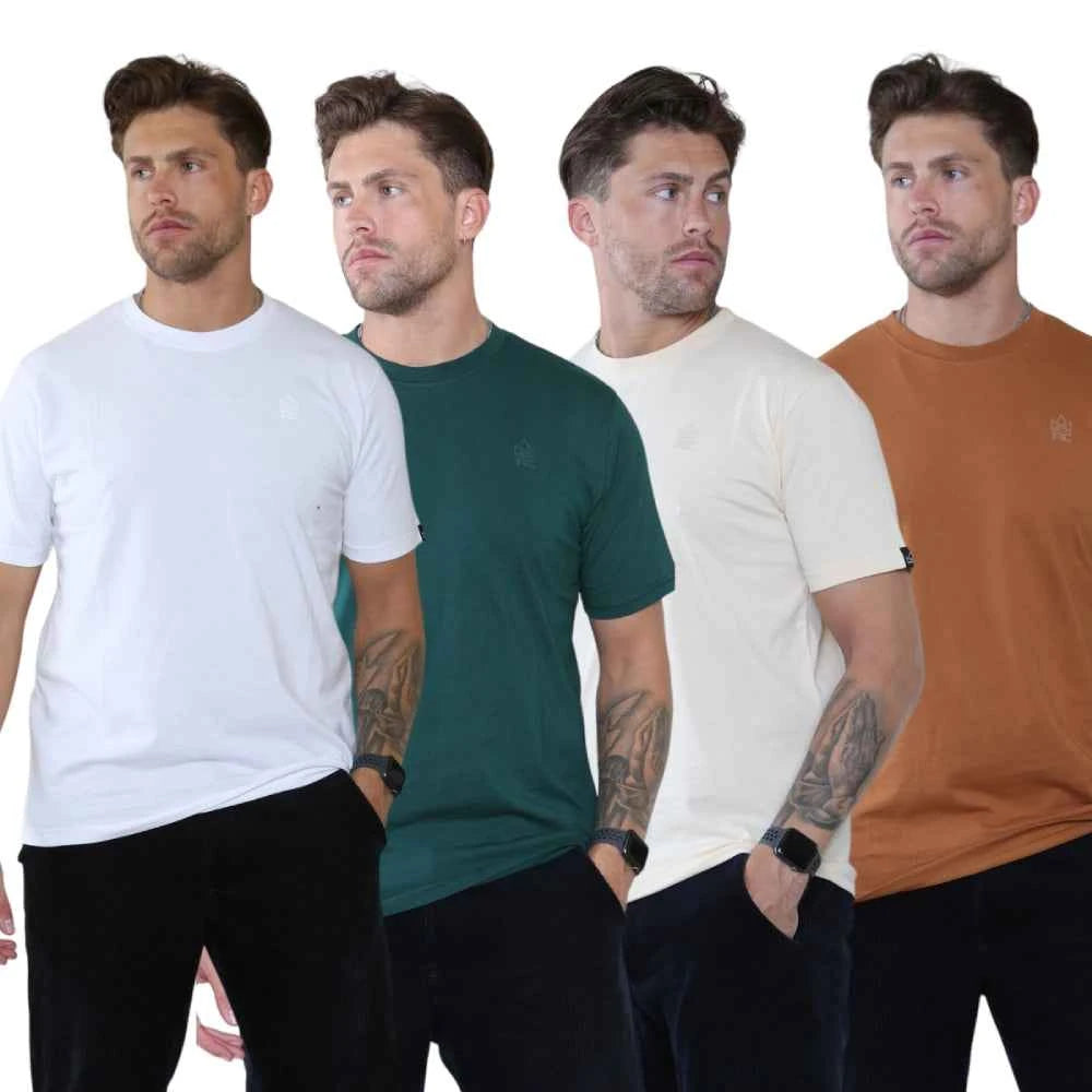 Pack of 4 Organic Cotton Men's Round Neck T-Shirts