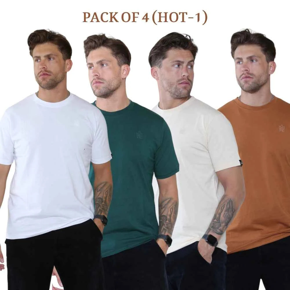 Pack of 4 Organic Cotton Men's Round Neck T-Shirts