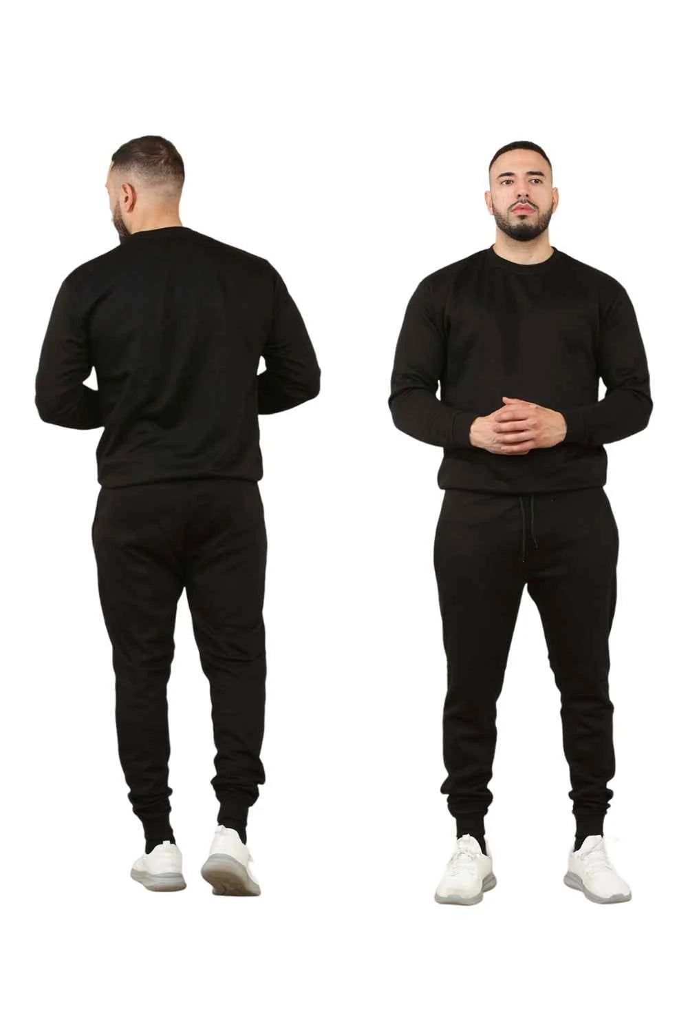 Men's 2pcs Solid Jogger Set Drawstring Waist Pants & Sweatshirt