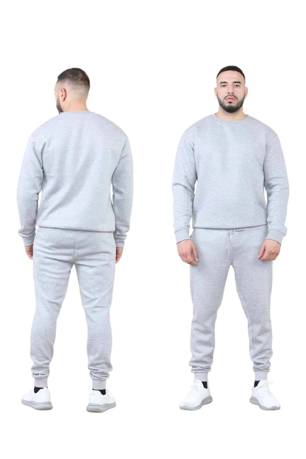 Men's 2pcs Solid Jogger Set Drawstring Waist Pants & Sweatshirt