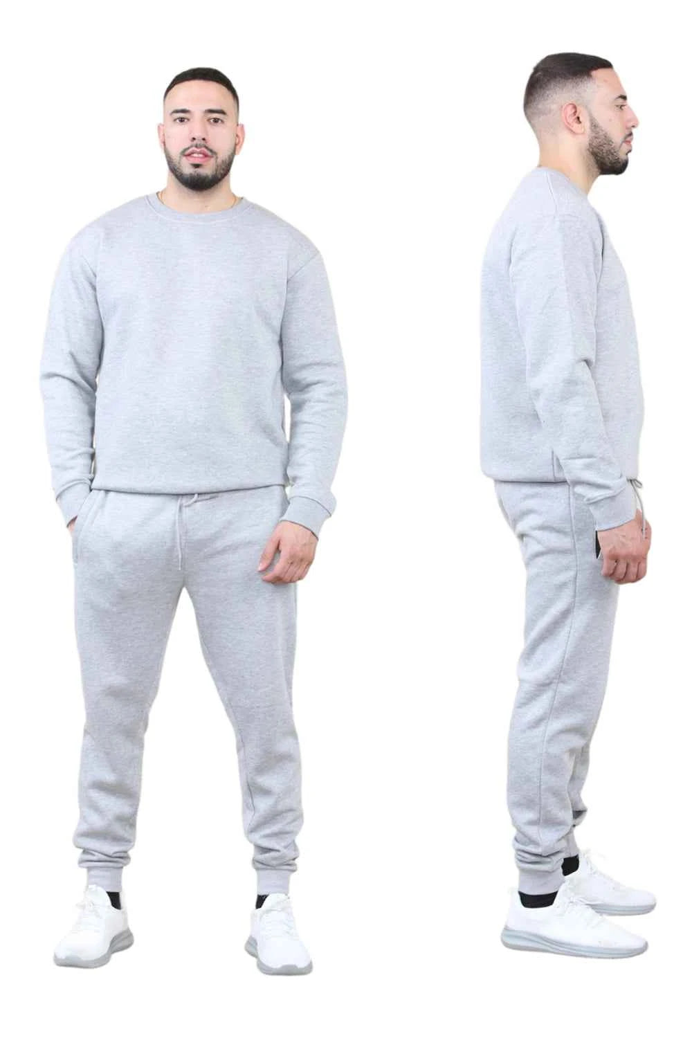Men's 2pcs Solid Jogger Set Drawstring Waist Pants & Sweatshirt
