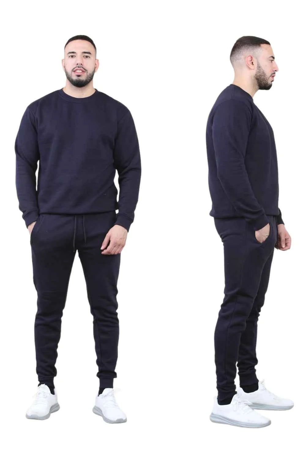 Men's 2pcs Solid Jogger Set Drawstring Waist Pants & Sweatshirt