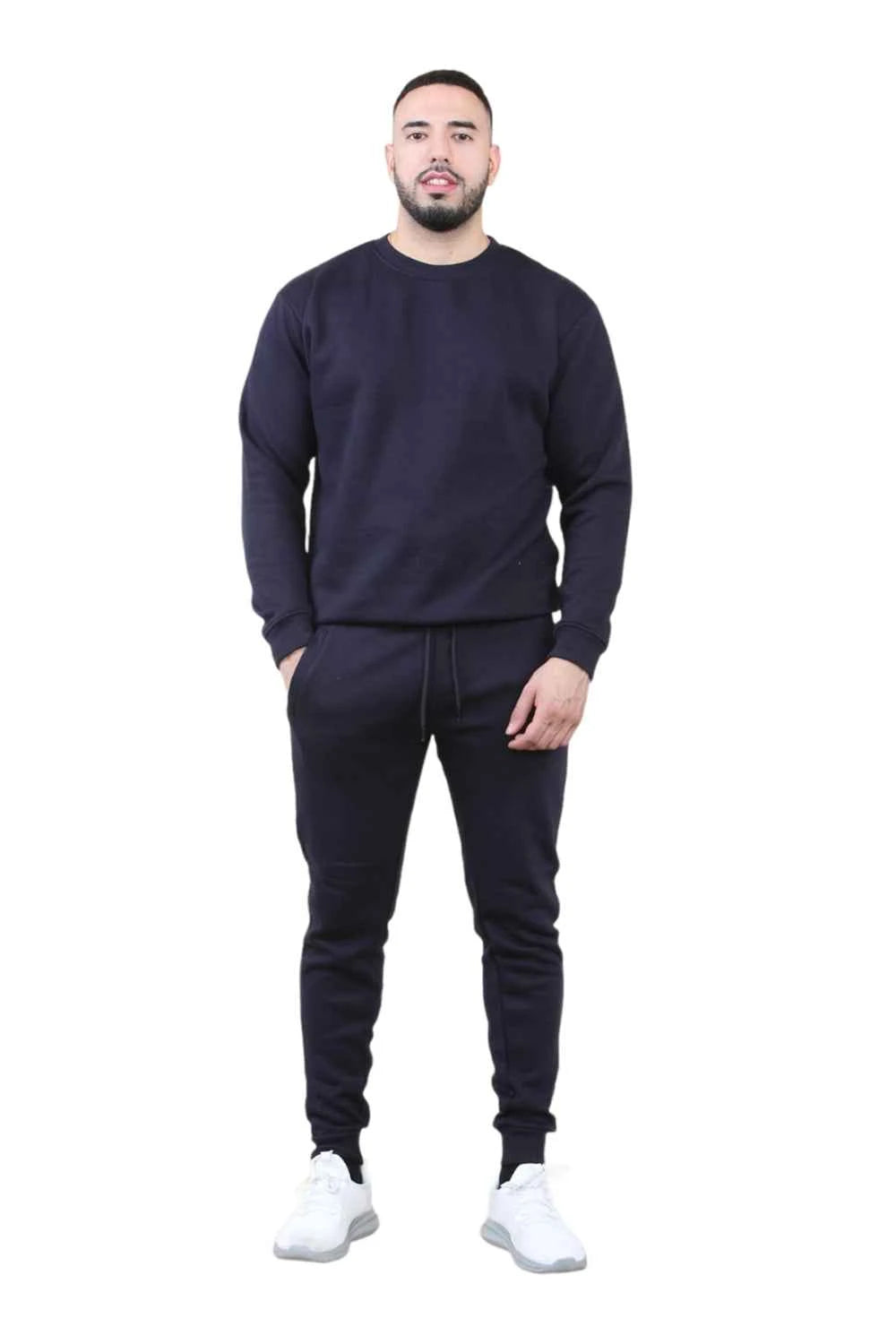 Men's 2pcs Solid Jogger Set Drawstring Waist Pants & Sweatshirt