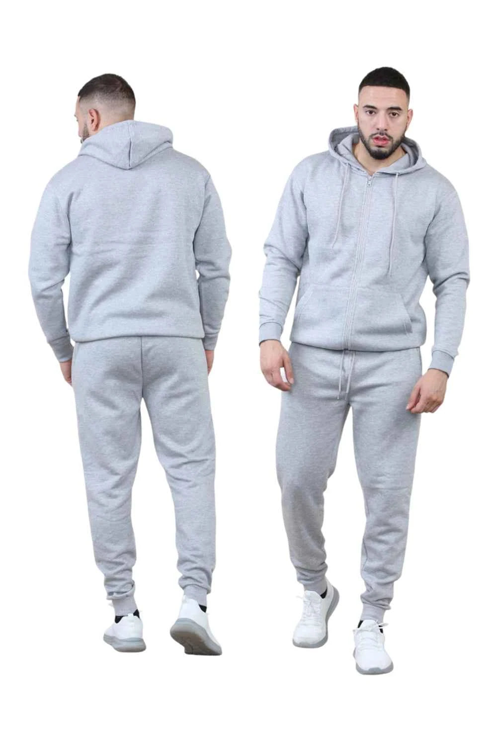 Men's 2 pcs Zipper Hoodie & Drawstring Waist Pant Set ,Co-ord Set