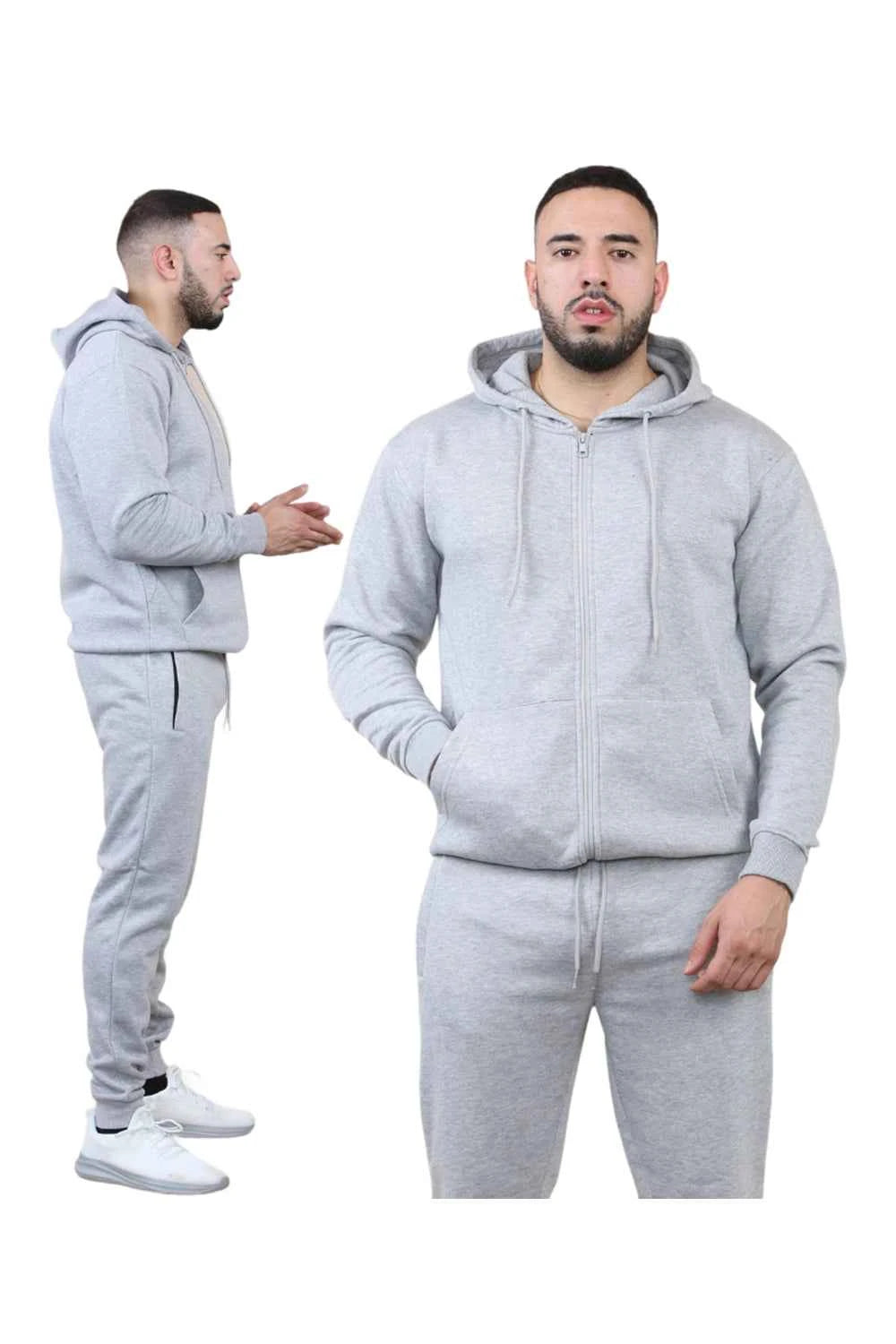 Men's 2 pcs Zipper Hoodie & Drawstring Waist Pant Set ,Co-ord Set