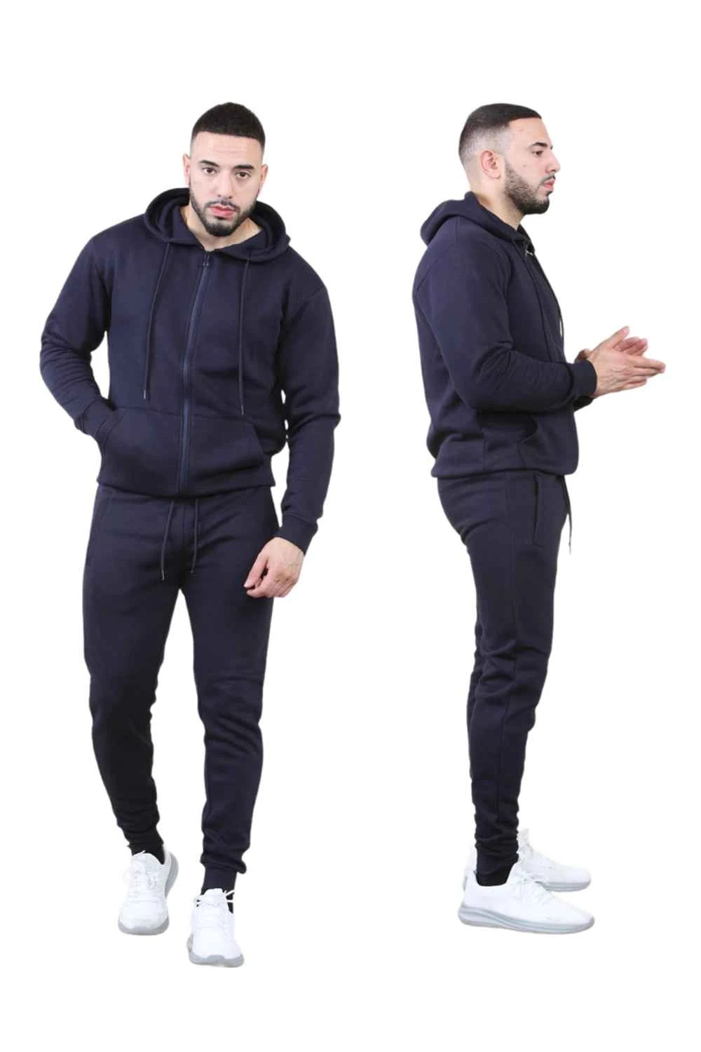 Men's 2 pcs Zipper Hoodie & Drawstring Waist Pant Set ,Co-ord Set