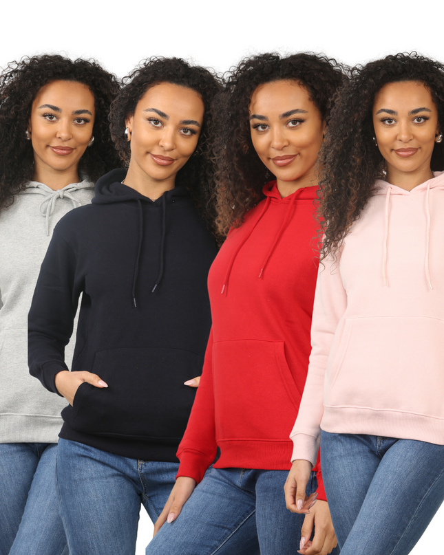 Ladies Pullover Plain Hoodies Branded Pocket Fleece Top