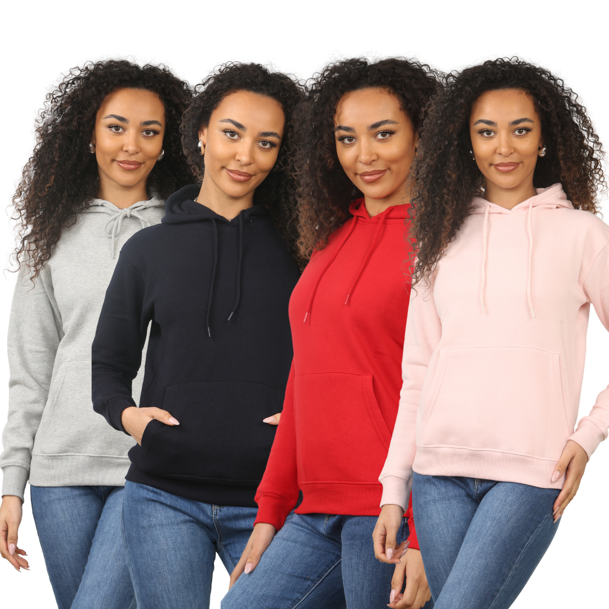 Ladies Pullover Plain Hoodies Branded Pocket Fleece Top