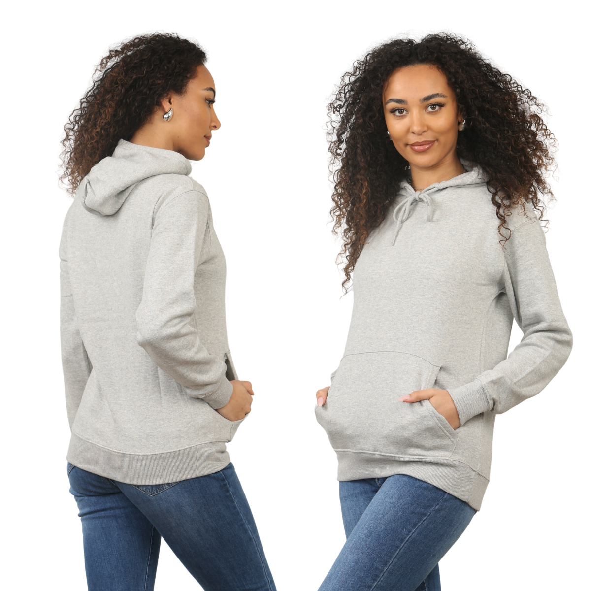 Ladies Pullover Plain Hoodies Branded Pocket Fleece Top