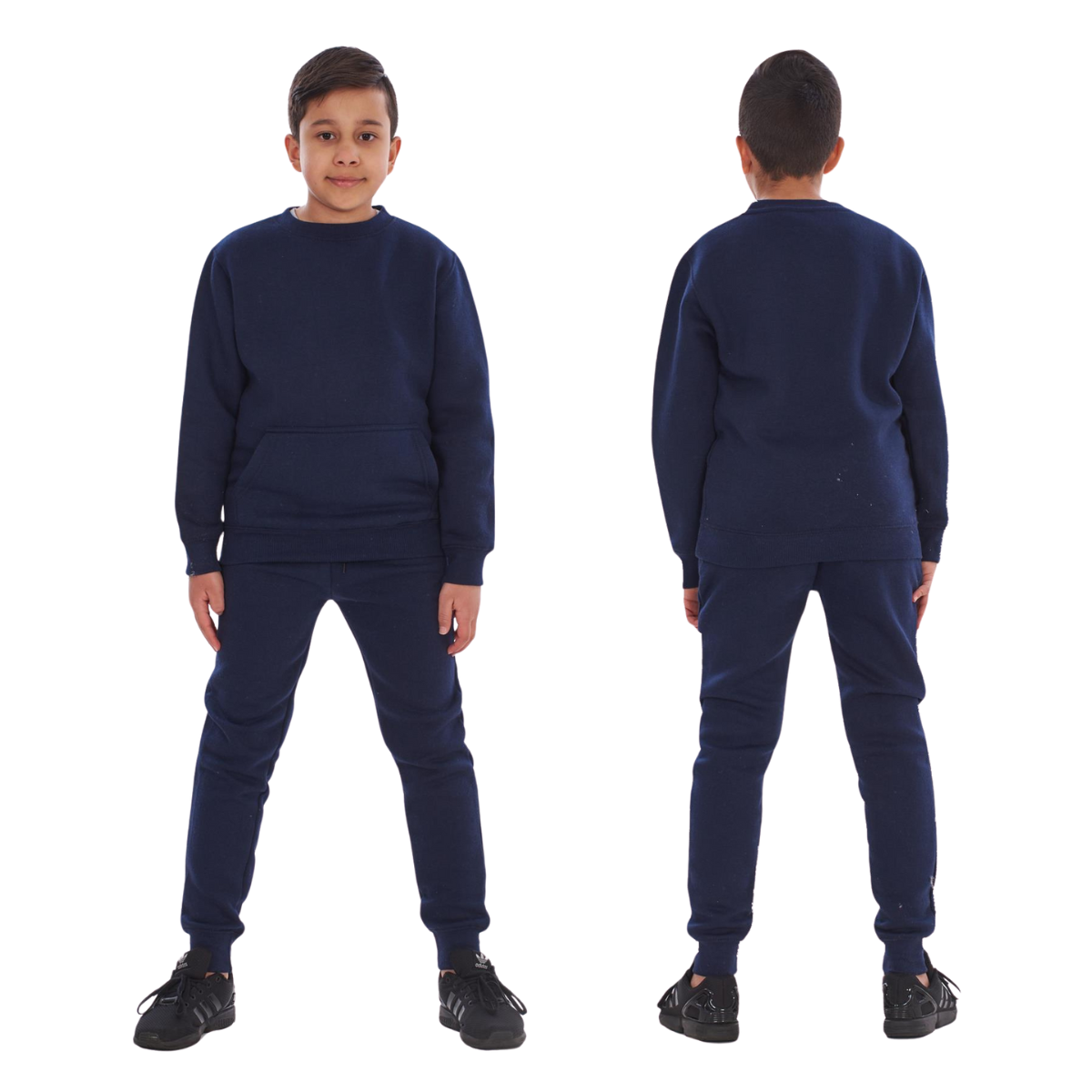 Kids Plain 2 PC Sweat Suit Set , Pullover Cotton Blend Sweatshirt Jogging Bottom
