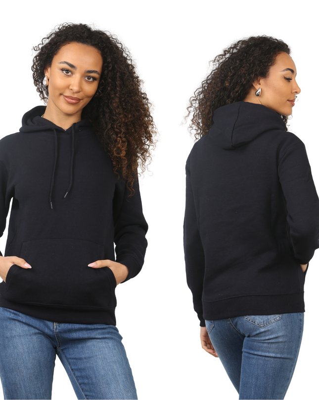 Ladies Pullover Plain Hoodies Branded Pocket Fleece Top