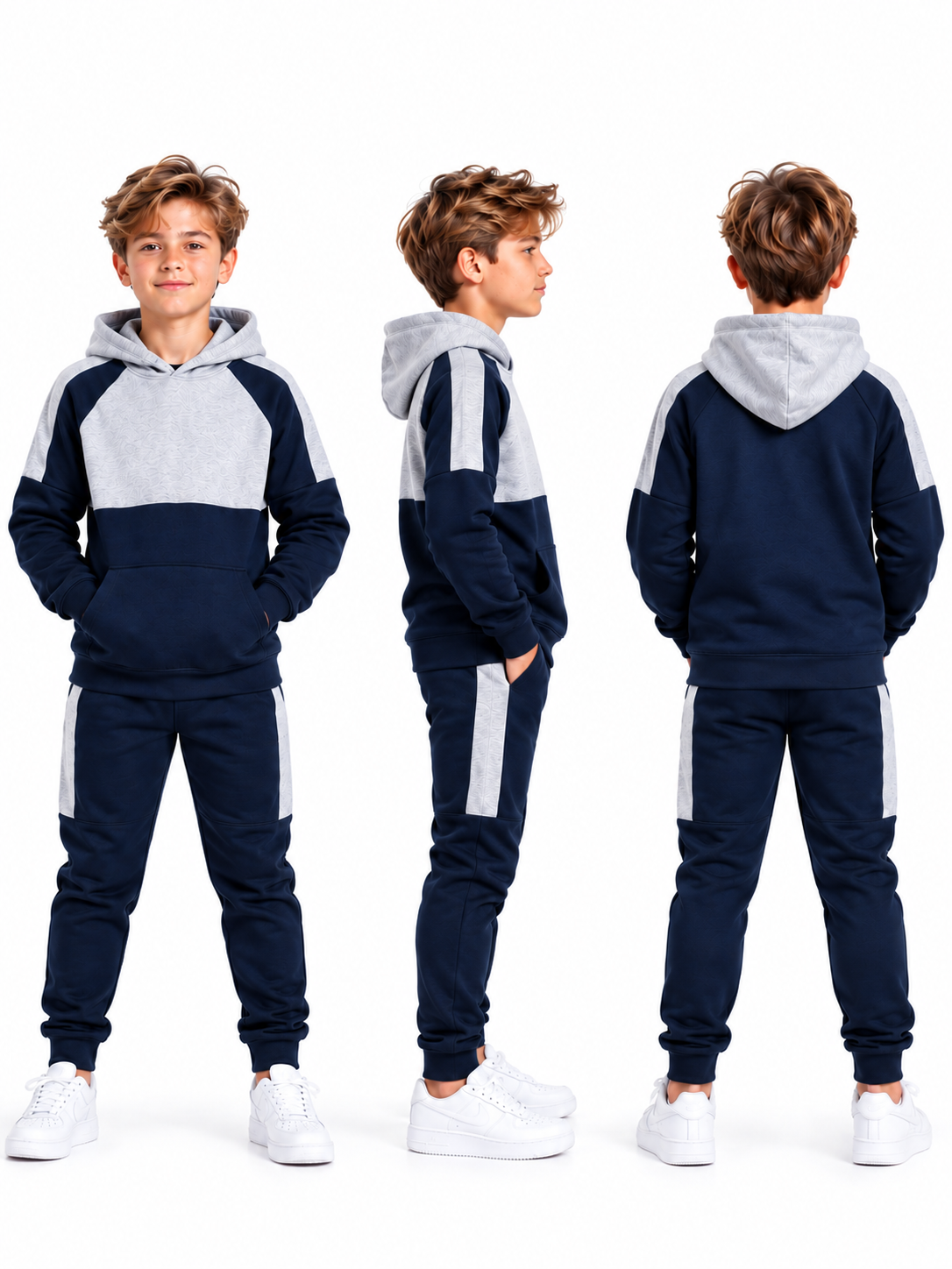 Wholesale Kids' Panelled Fleece Hoodie Tracksuits | Pack of 5