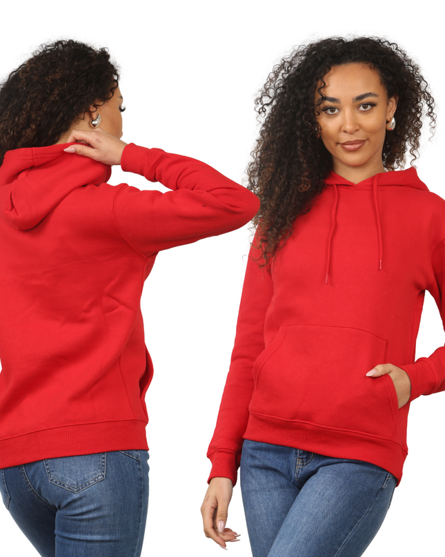 Ladies Pullover Plain Hoodies Branded Pocket Fleece Top