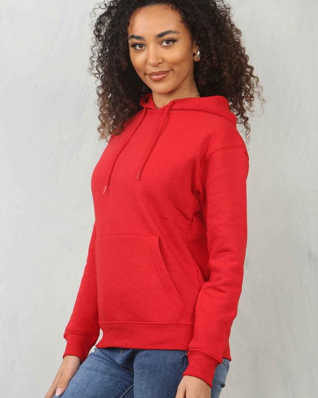 Ladies Pullover Plain Hoodies Branded Pocket Fleece Top