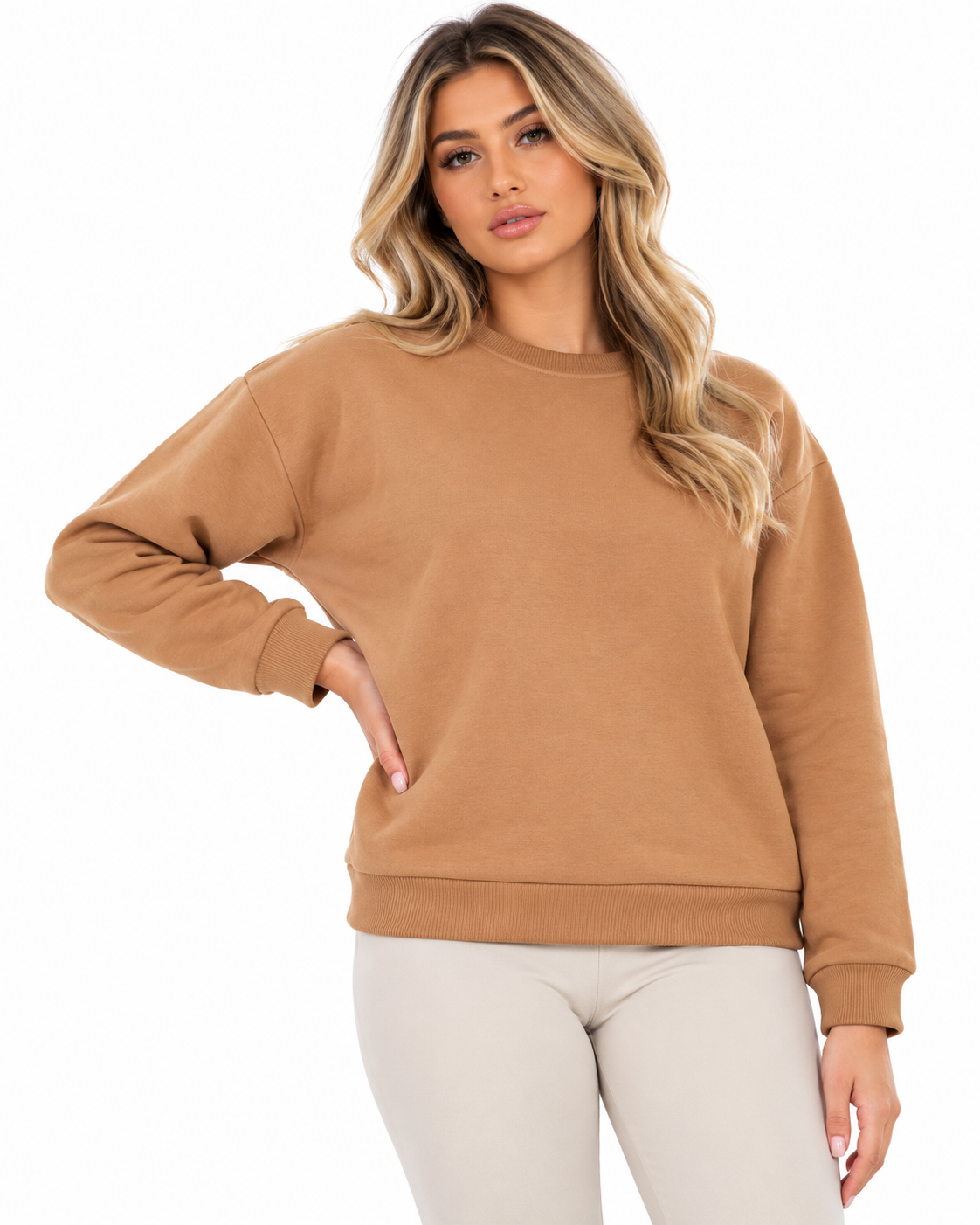 Wholesale Women's Plain Fleece Crew Neck Sweatshirts | Pack of 7