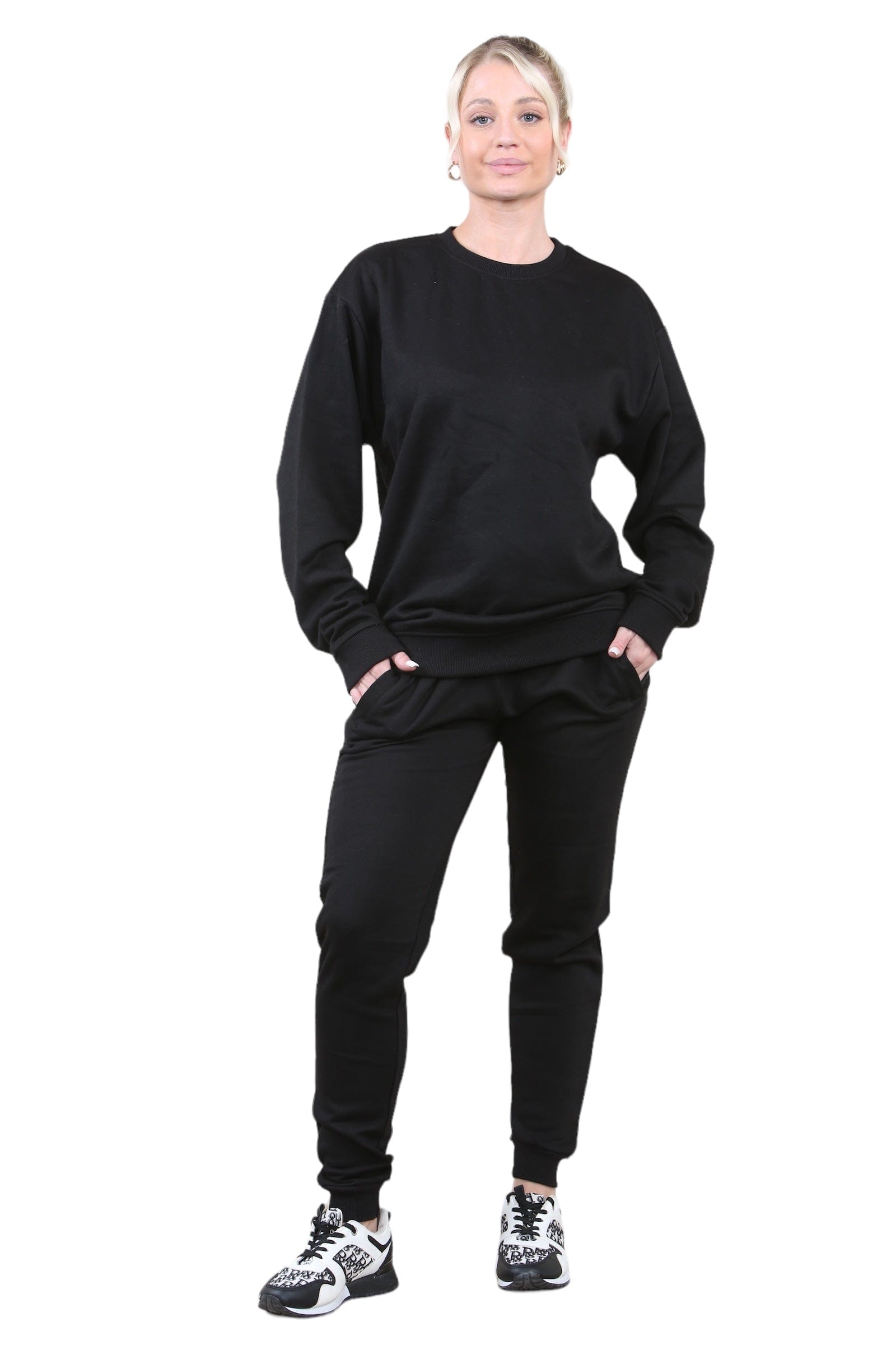 Ladies Tracksuit - 2PC Ladies Sweat Shirt Top & Drawstring Bottom - Track N Trend