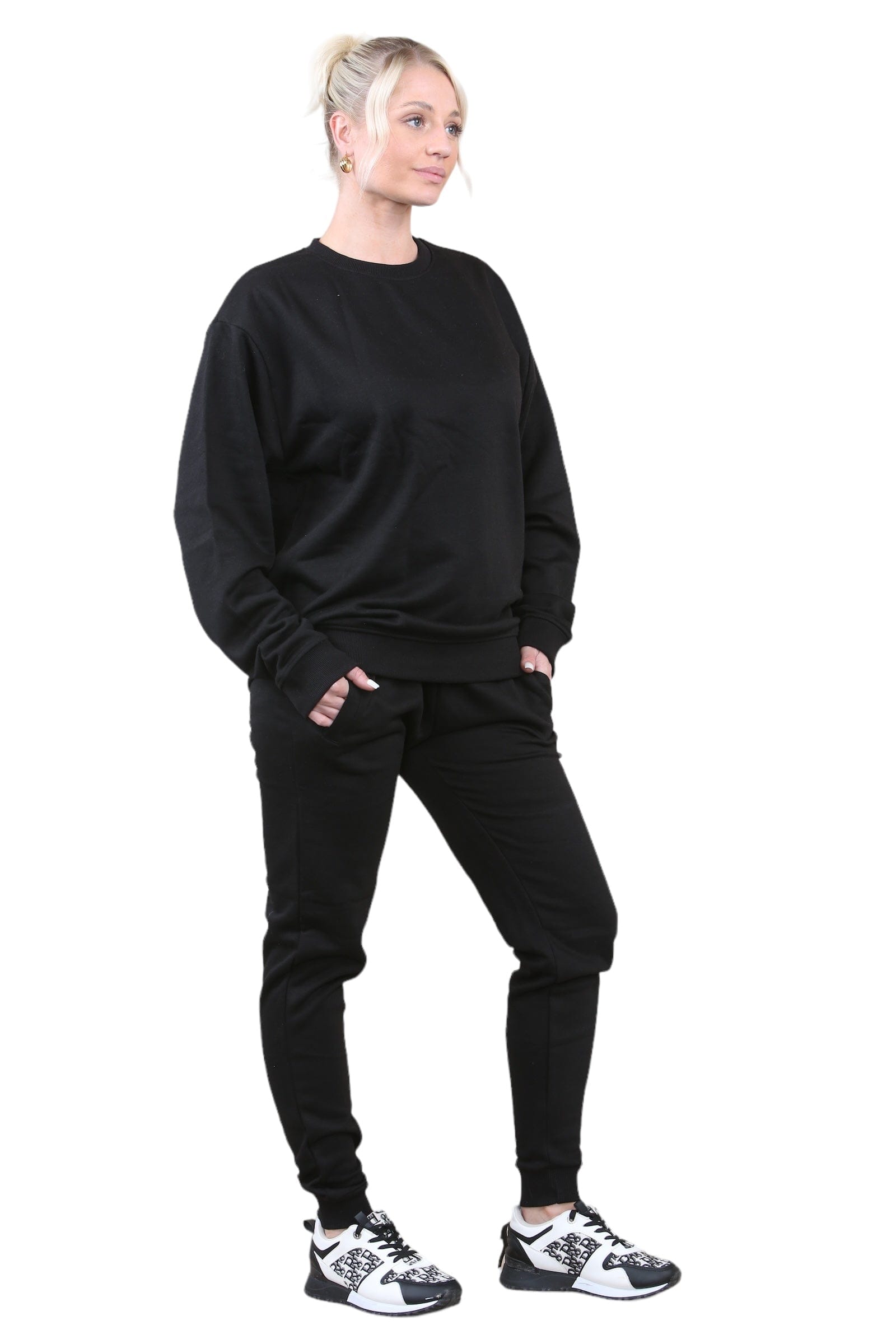 Ladies Tracksuit - 2PC Ladies Sweat Shirt Top & Drawstring Bottom - Track N Trend
