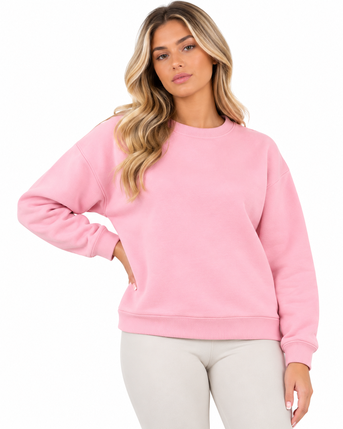 Wholesale Women's Plain Fleece Crew Neck Sweatshirts | Pack of 7