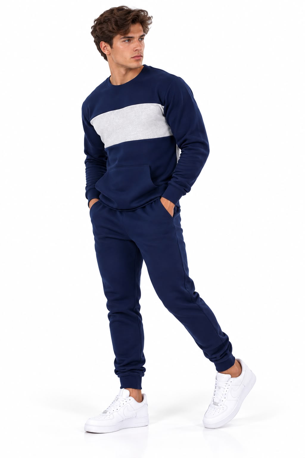 Wholesale Men's Panelled Crew Neck Tracksuits | Pack of 7
