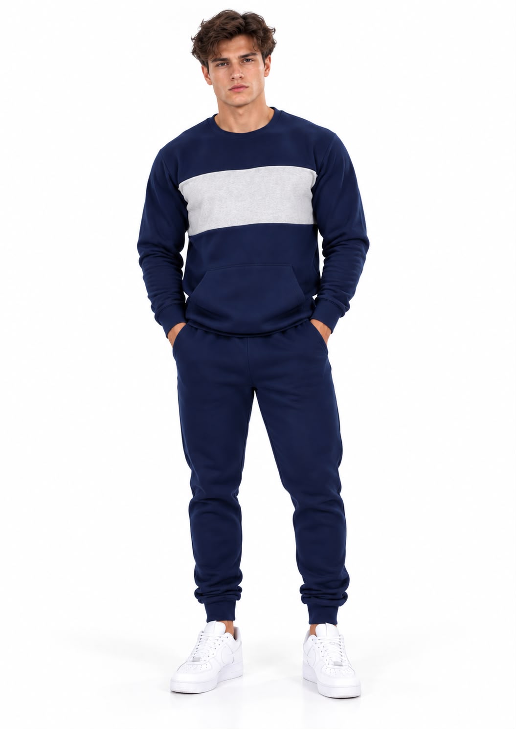 Wholesale Men's Panelled Crew Neck Tracksuits | Pack of 7