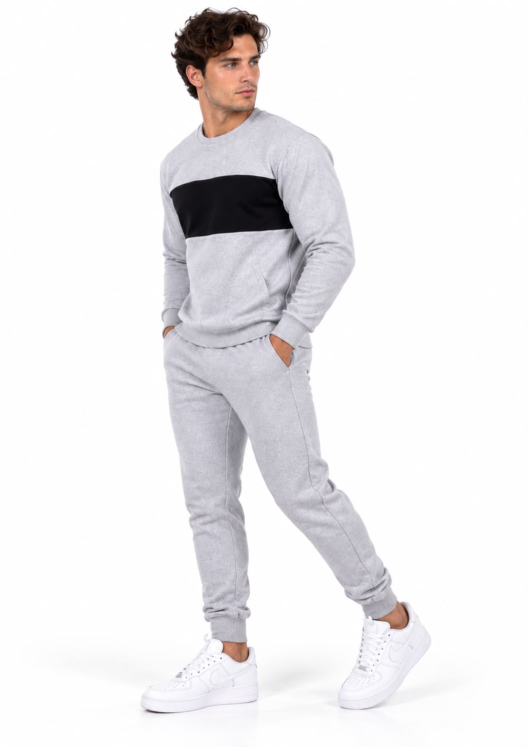 Wholesale Men's Panelled Crew Neck Tracksuits | Pack of 7