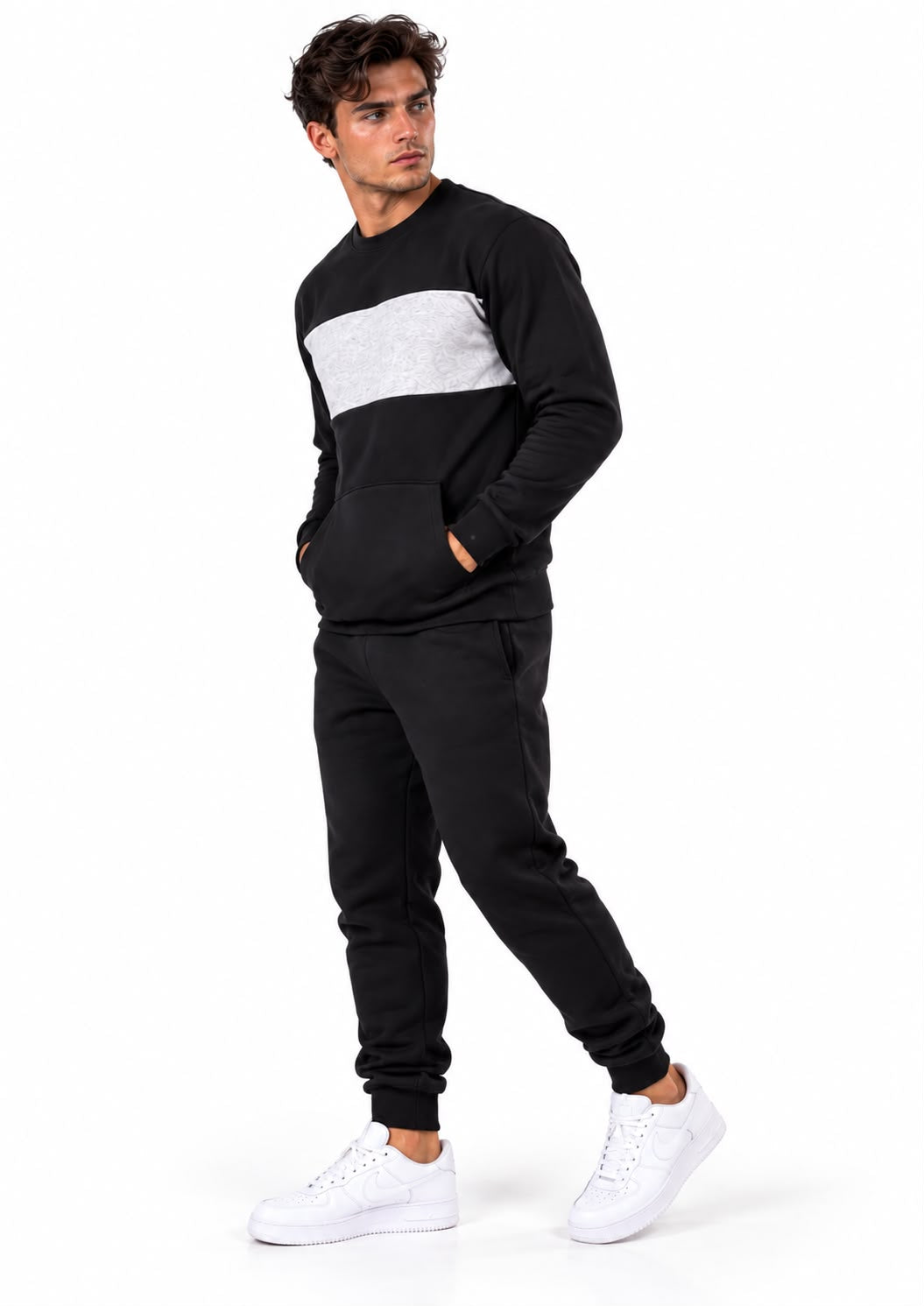 Wholesale Men's Panelled Crew Neck Tracksuits | Pack of 7
