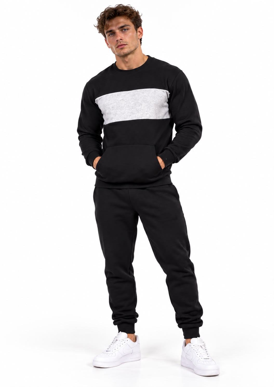 Wholesale Men's Panelled Crew Neck Tracksuits | Pack of 7