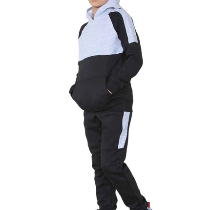 Kids Plain Hooded Side Panel Tracksuits