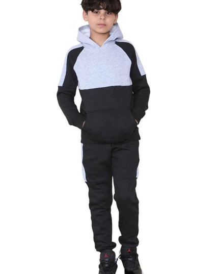Kids Plain Hooded Side Panel Tracksuits