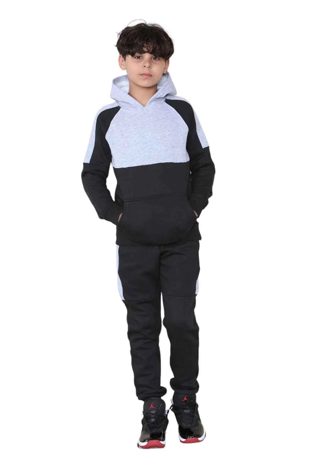 Kids Plain Hooded Side Panel Tracksuits